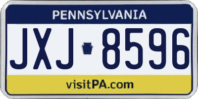 PA license plate JXJ8596
