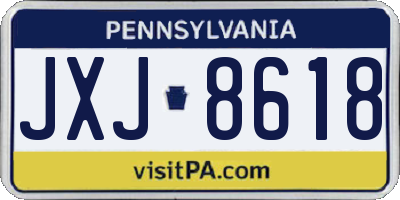 PA license plate JXJ8618