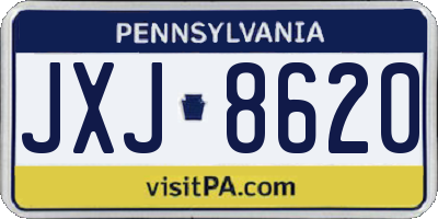 PA license plate JXJ8620