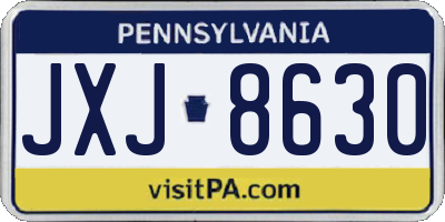 PA license plate JXJ8630