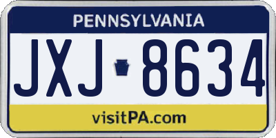 PA license plate JXJ8634