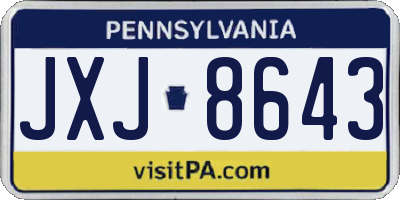 PA license plate JXJ8643