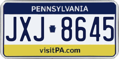 PA license plate JXJ8645