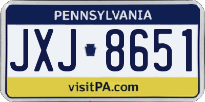 PA license plate JXJ8651