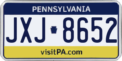PA license plate JXJ8652