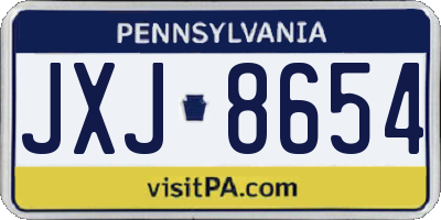PA license plate JXJ8654