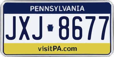 PA license plate JXJ8677