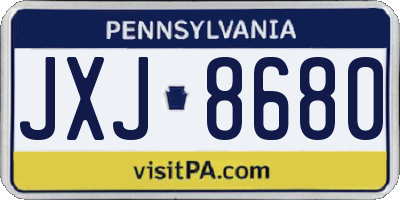 PA license plate JXJ8680