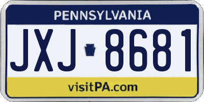 PA license plate JXJ8681