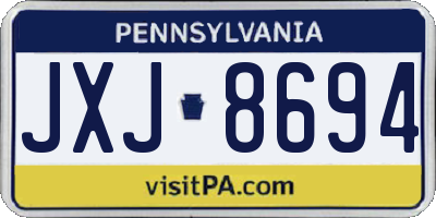 PA license plate JXJ8694