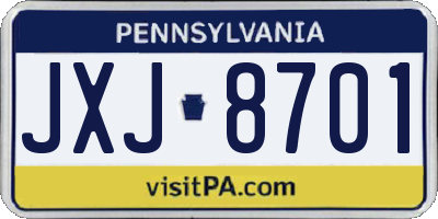 PA license plate JXJ8701