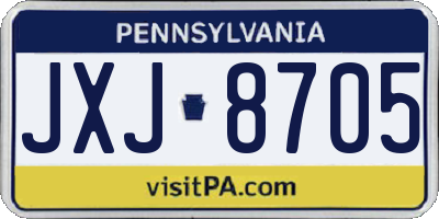 PA license plate JXJ8705