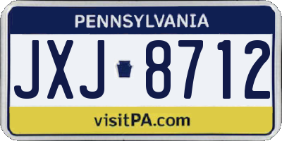 PA license plate JXJ8712