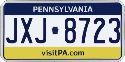 PA license plate JXJ8723
