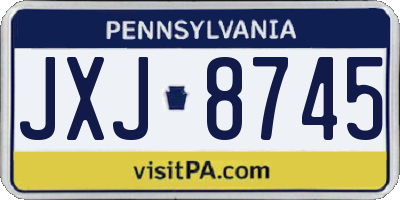 PA license plate JXJ8745