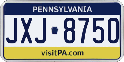 PA license plate JXJ8750