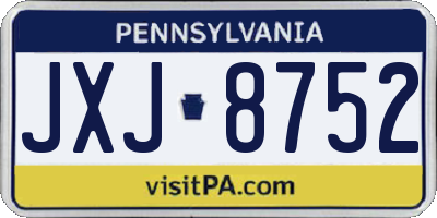 PA license plate JXJ8752