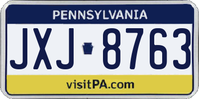 PA license plate JXJ8763