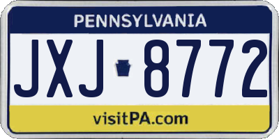 PA license plate JXJ8772