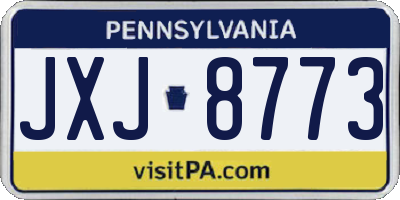 PA license plate JXJ8773