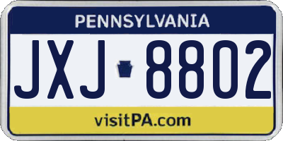 PA license plate JXJ8802