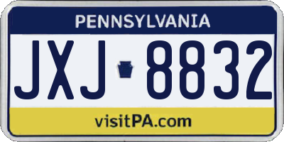 PA license plate JXJ8832
