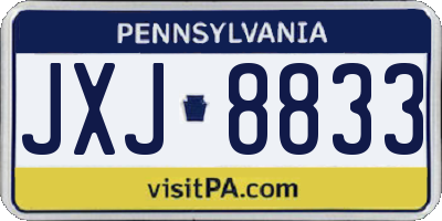 PA license plate JXJ8833