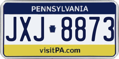 PA license plate JXJ8873