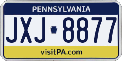 PA license plate JXJ8877