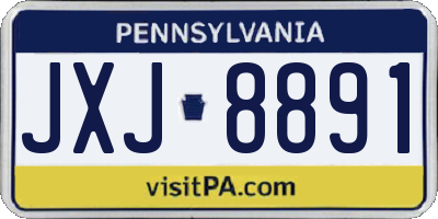PA license plate JXJ8891