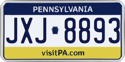 PA license plate JXJ8893