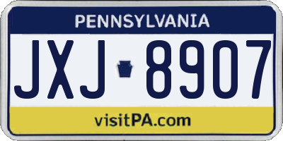 PA license plate JXJ8907