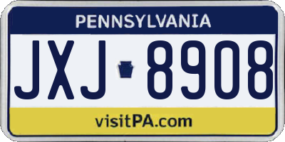 PA license plate JXJ8908