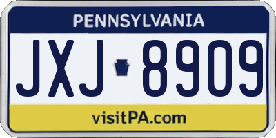 PA license plate JXJ8909