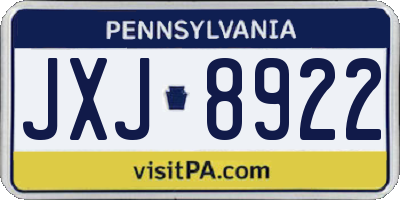 PA license plate JXJ8922