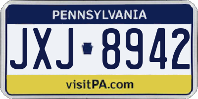 PA license plate JXJ8942