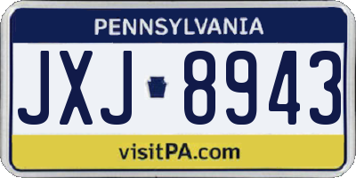PA license plate JXJ8943