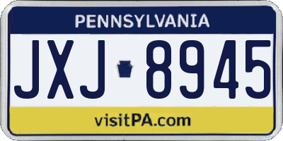 PA license plate JXJ8945