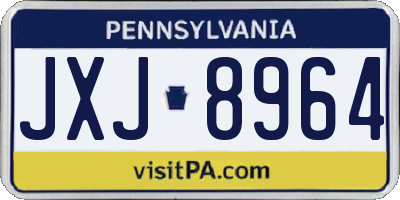 PA license plate JXJ8964