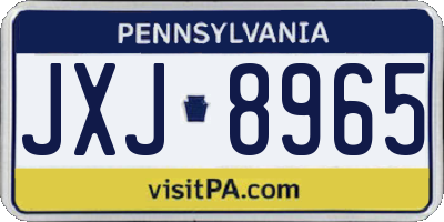 PA license plate JXJ8965