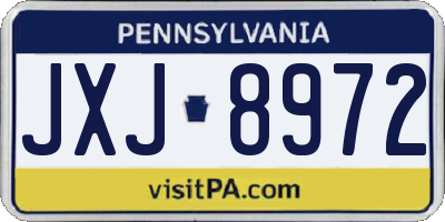 PA license plate JXJ8972