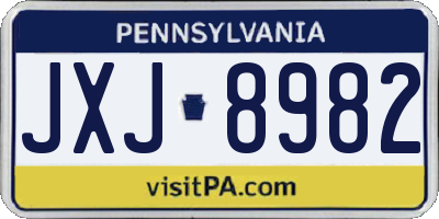 PA license plate JXJ8982