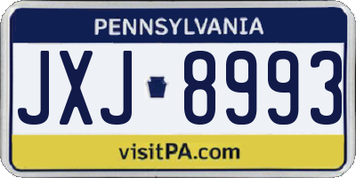 PA license plate JXJ8993