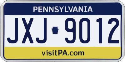 PA license plate JXJ9012