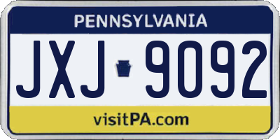PA license plate JXJ9092