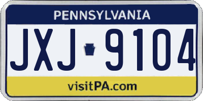 PA license plate JXJ9104