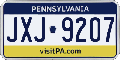 PA license plate JXJ9207