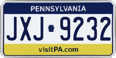 PA license plate JXJ9232