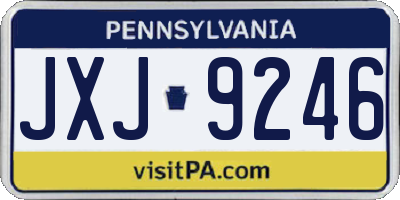 PA license plate JXJ9246