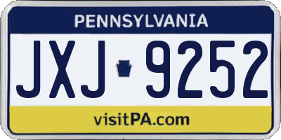 PA license plate JXJ9252